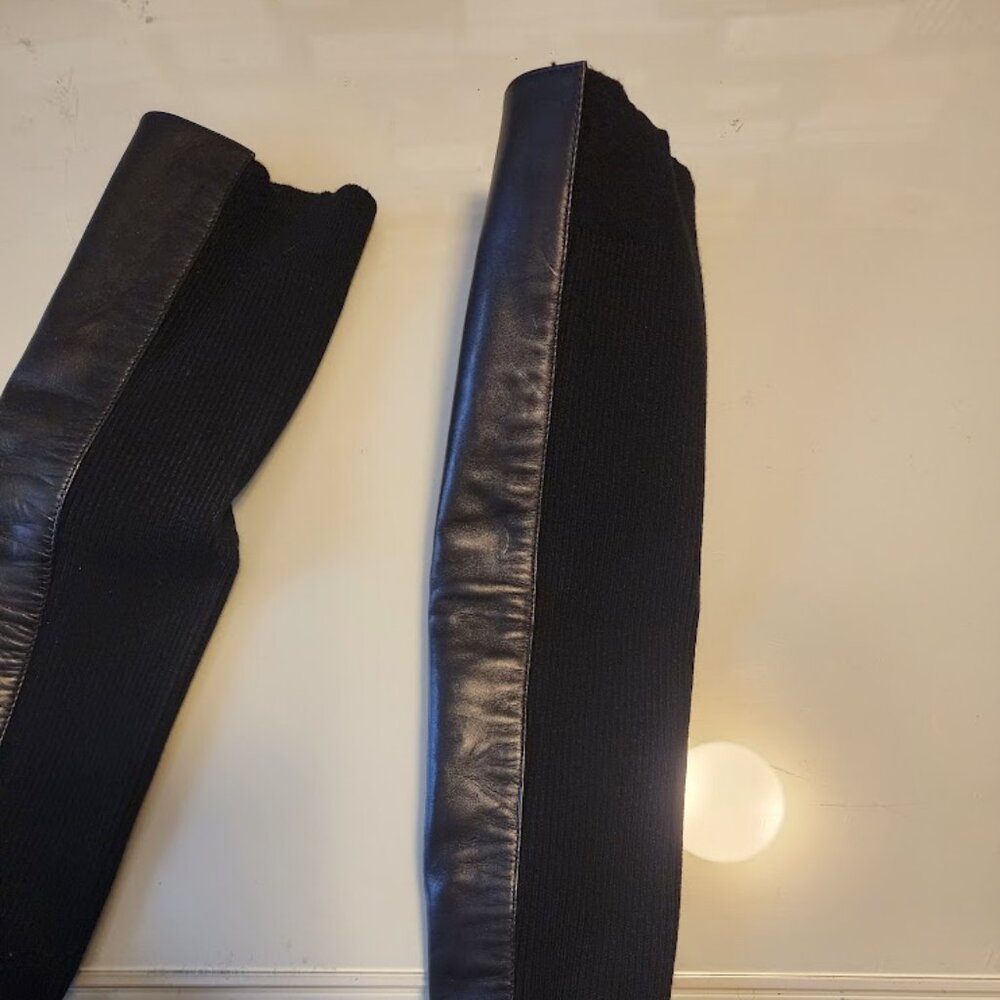 Tony Bianco Black Leather Thigh-High Stiletto Boots - Picture 6 of 13